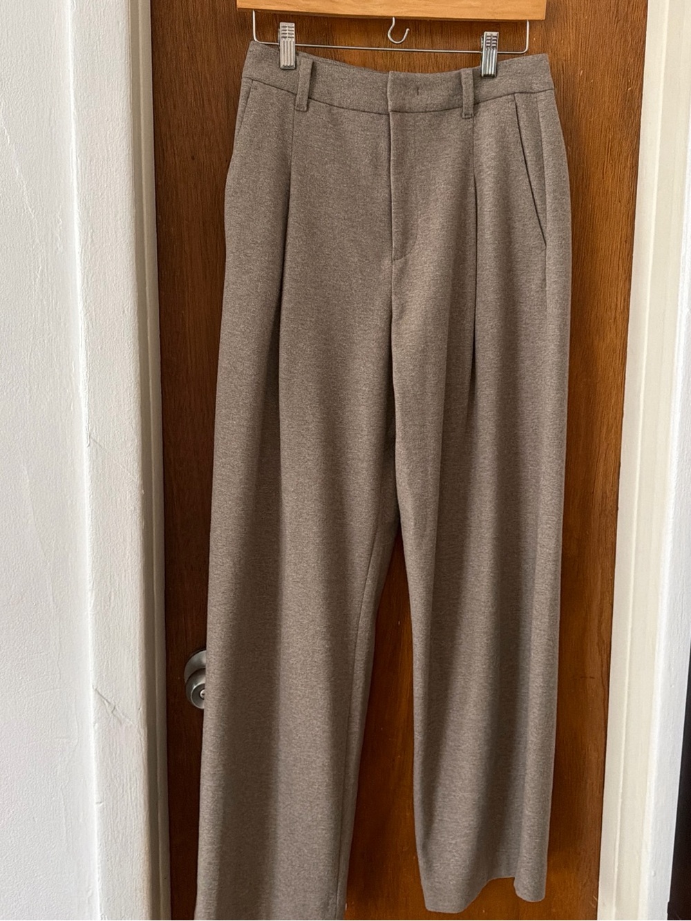 Uniqlo Taupe Wide-Leg Tailored Pants